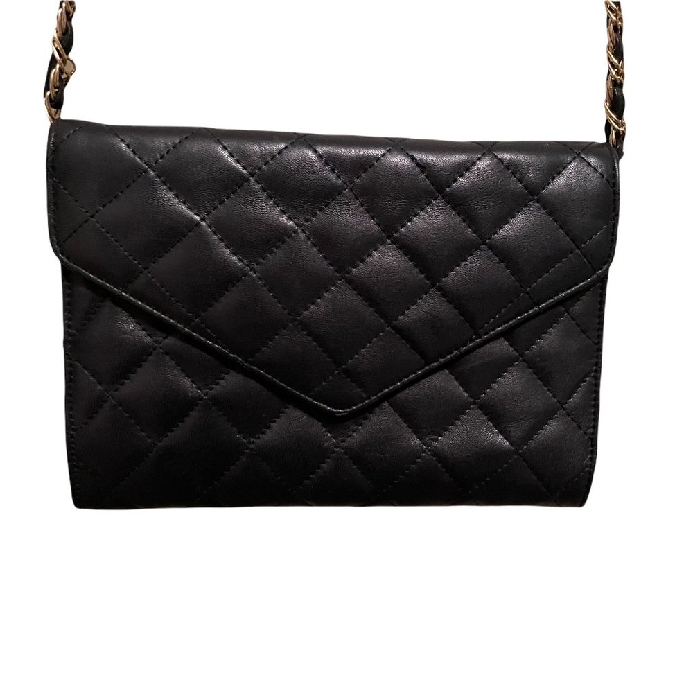 NEW WITHOUT TAGS! Black Gold Quilted Saks Fifth Avenue Small Crossbody / Clutch